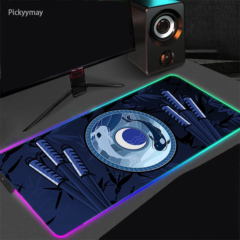 YinYang Koi Mouse Pad RGB Large Mousepad Desk Mat Design HD Print Table Carpet XXL Deskpad LED Backlight Mouse Mats 100x55 90x40