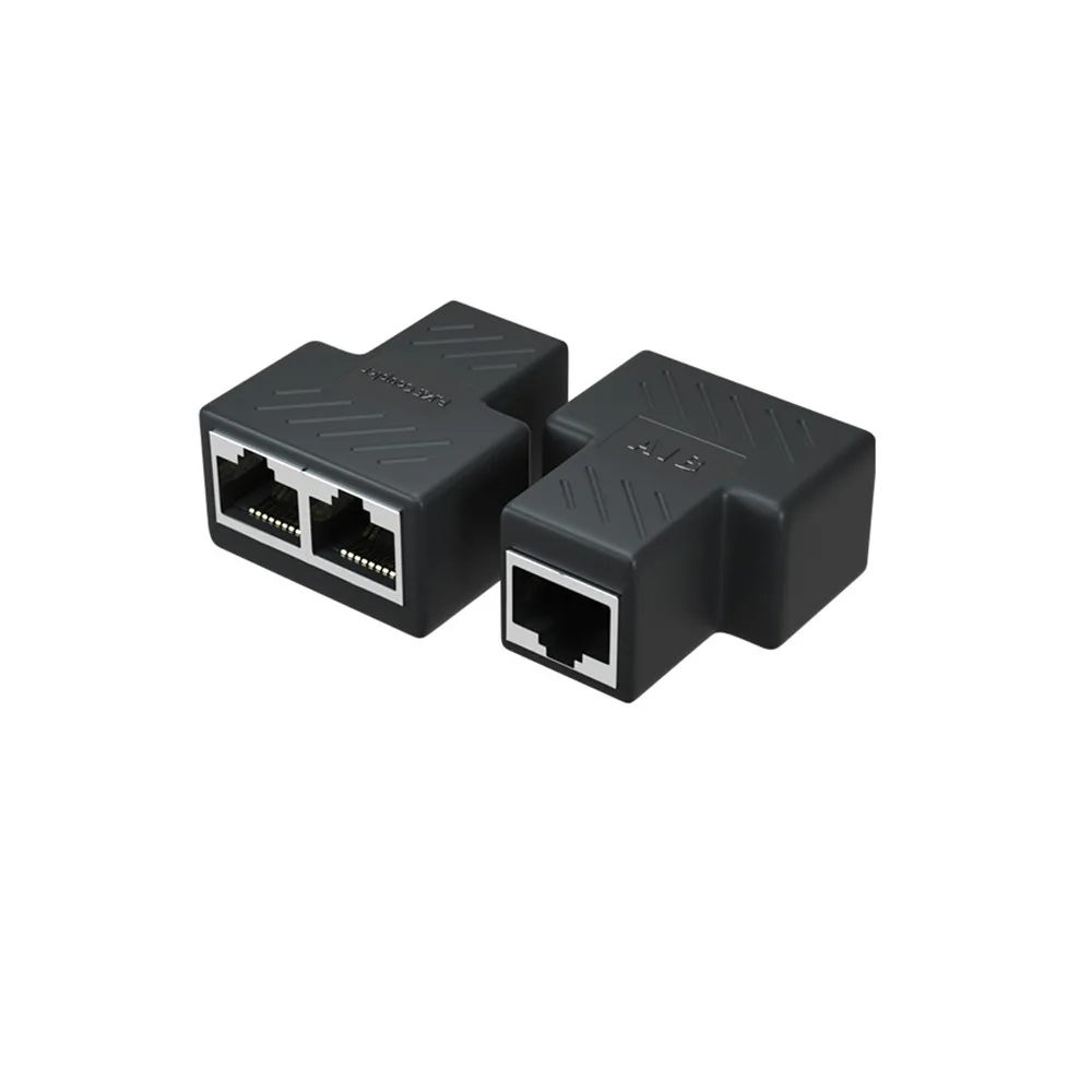 1Pc 1 To 2 Way LAN RJ45 Extender Splitter Ethernet Adapter For Internet Cable Connection 1 Input 2 Output High Quality