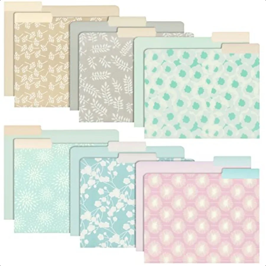

12Pack Pretty Pastel Decorative File Folders for Women and Girls Cute Classroom plies Office Organization Letter Size 1 3 Cut T