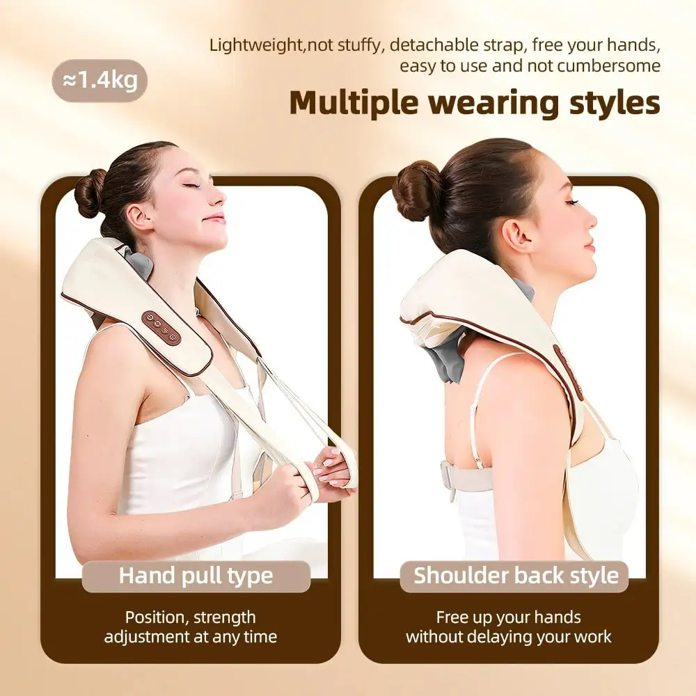Multifunctional Neck And Shoulder Massager, USB Rechargeable, Heating And Kneading Back Massager For Home Office Use image 2