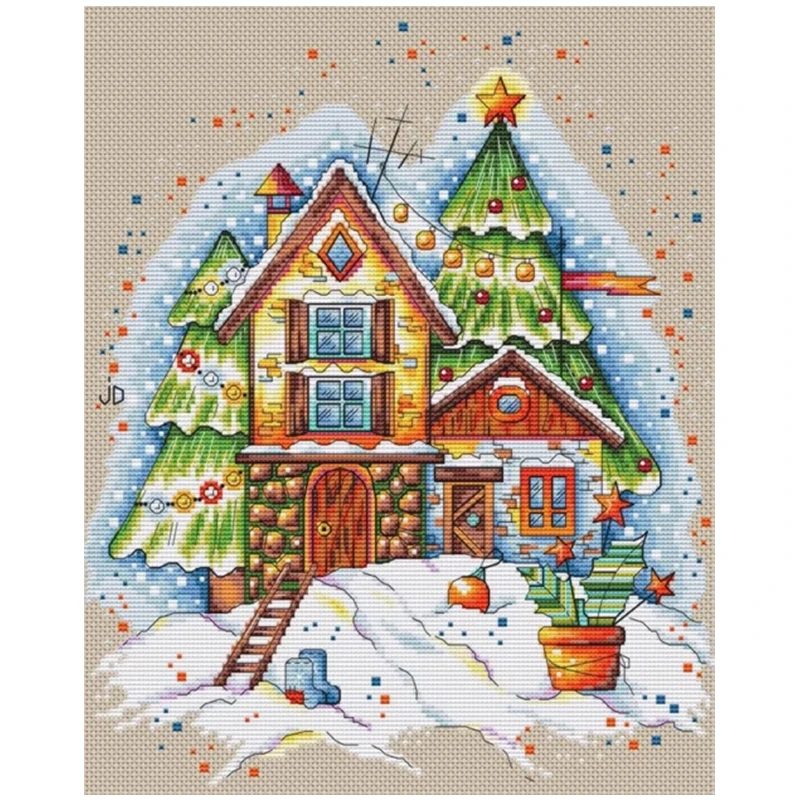 

Snowy Cottage Scenery Patterns Counted Cross Stitch 11CT 14CT DIY Chinese Cross Stitch Kit Embroidery Needlework Sets Crafts