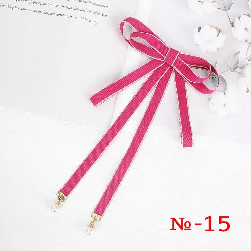 Perle Band Brosche Pin Frauen Fliege Vintage Schule Mädchen Weiß Kragen Schmuck Bowknot Shirts Krawatte Candy Farbe Rot Schmetterling – Detail 15
