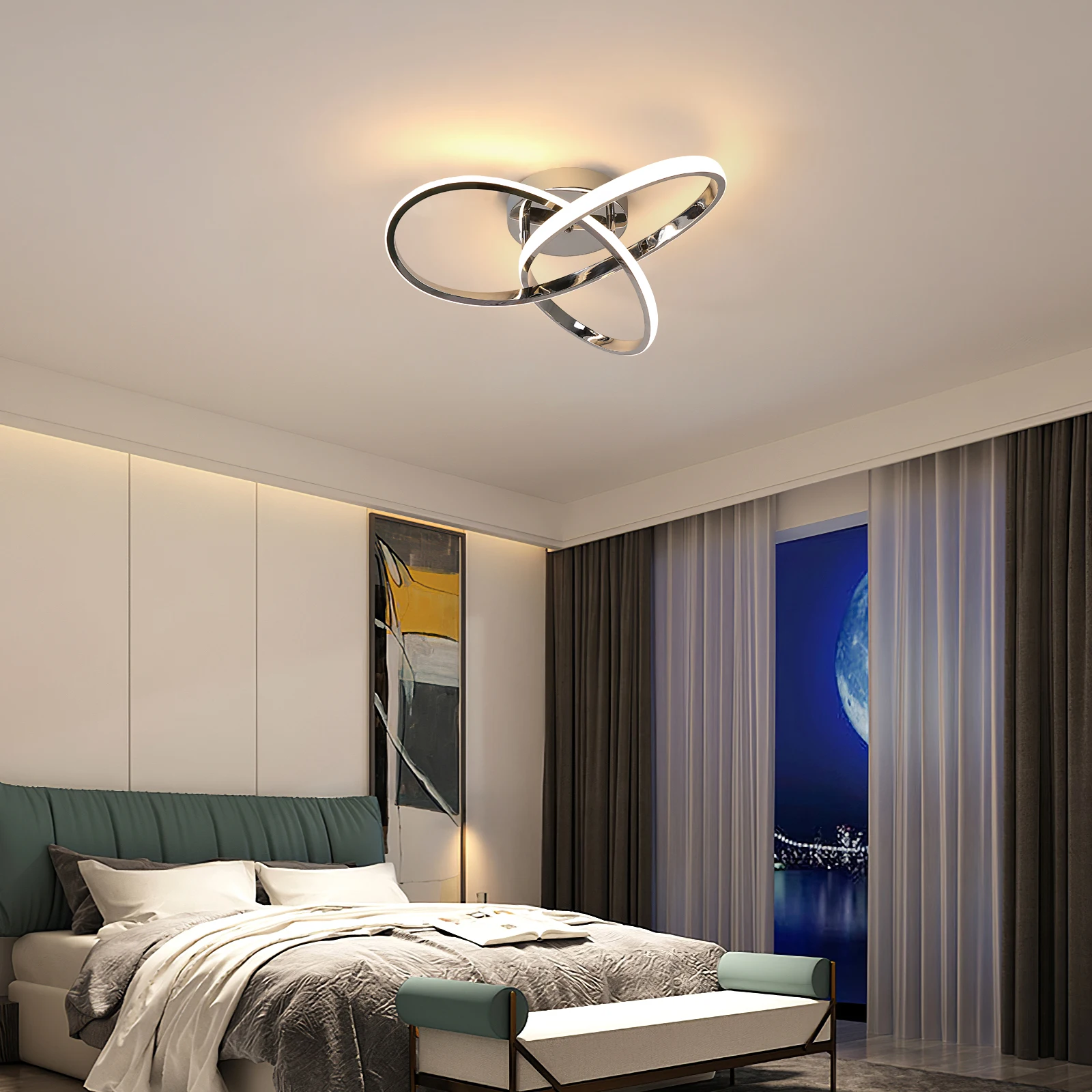 Moderne LED-Deckenleuchten mit Fernbedienung 3000K-6000K, 3 Farbtemperaturen, Blumenförmige LED-Deckenbeleuchtung – Detail 3