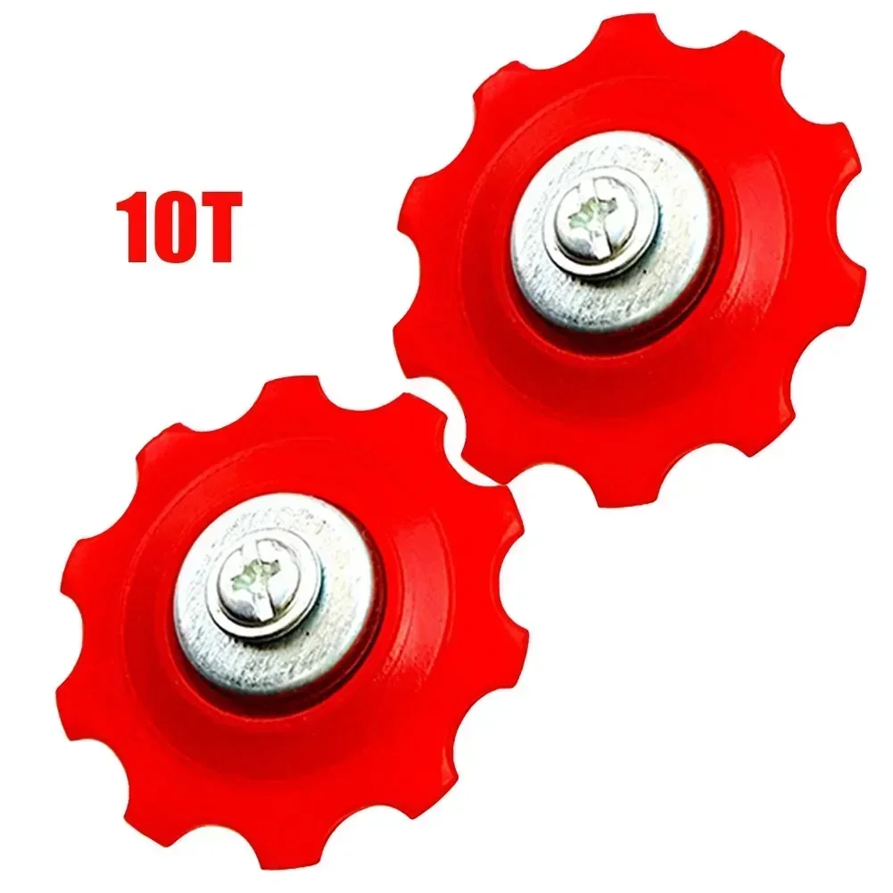 2pcs 10T Bike Rear Derailleur Pulley Set Bicycle Wide And Narrow Tooth Guide Wheels Support 6-7 Speed  Plastic Jockey Accessory