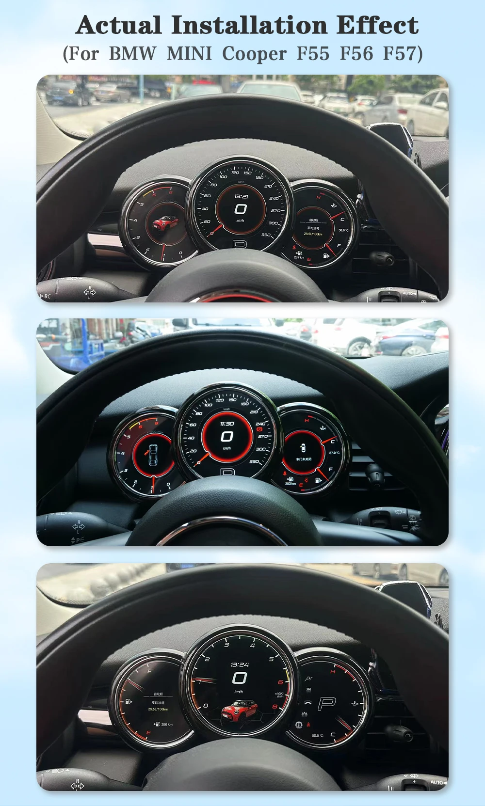 AUTOTOP 3,4" Tachometer Instrument für BMW MINI Cooper R55 R56 R57 2006-2014Auto LCD Dashboard Panel Linux Digital Cluster Fual – Detail 3