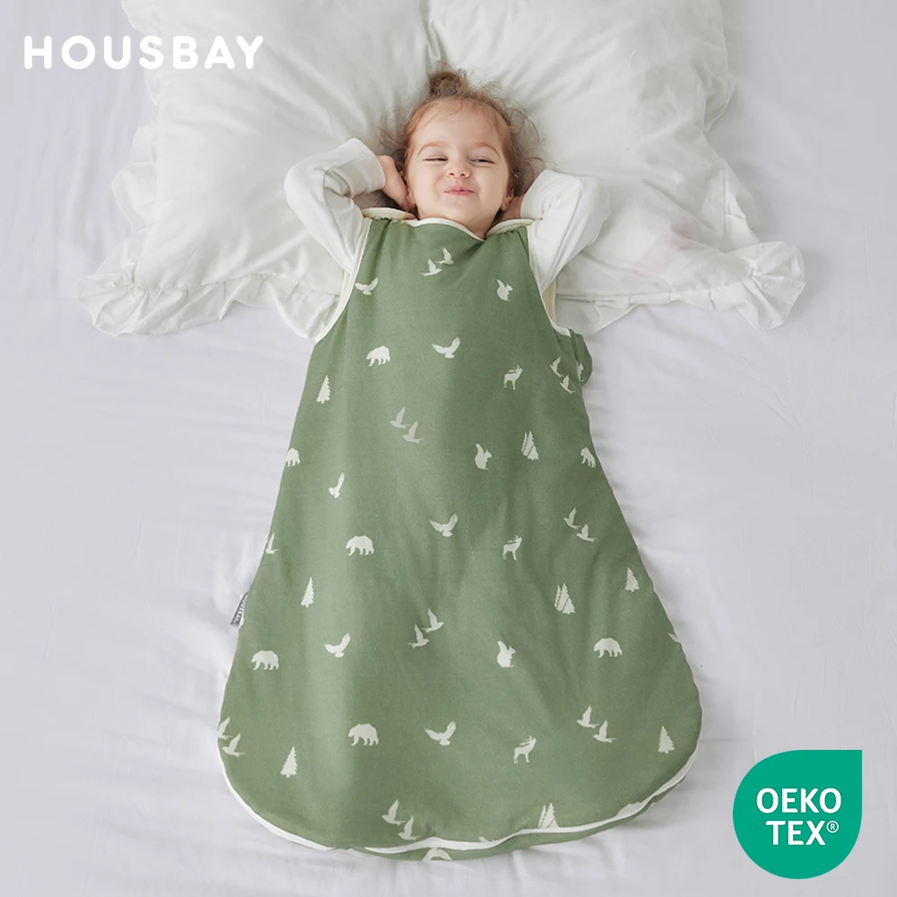 Sleeping Bag For Baby 0-24 Months Spring Autumn Sleeveless Wearable Anti-Kick Blanket Cartoon Printed Baby Sleepsacks 2.5Tog