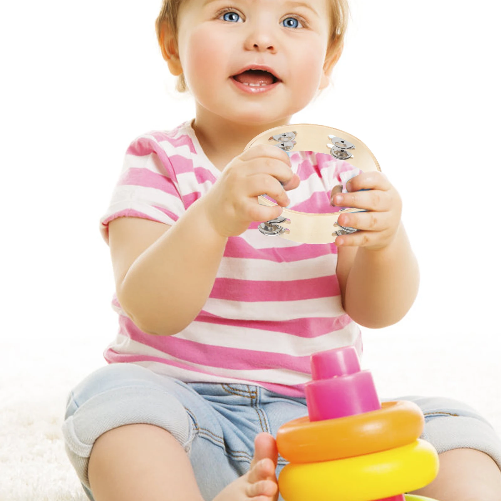 

2Pcs Long-Lasting Tambourines Hand Held Percussion Bells Fun Musical Instruments for Family and Friends Tambourines for Adults