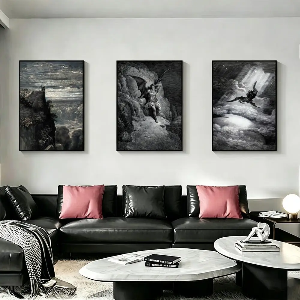 Gustave Dore Paradise Lost Satan Poster HD art, waterproof, sticky wall, home decoration (living room, bedroom, bar), aesthetic
