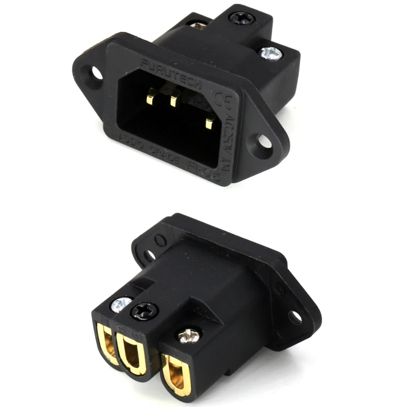 2Pcs HiFi FI-06(G) Pure Copper Gold Plated AC IEC Inlet Socket HiFi Power IEC Female Connector