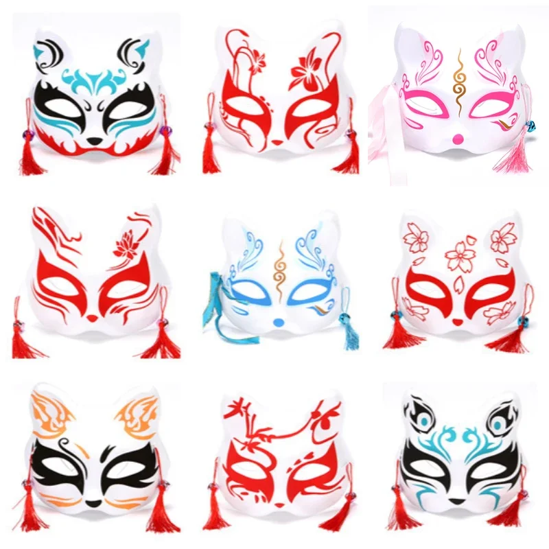 

Anime Fox Mask Japanese Half Face Mask Cosplay Masquerade Kabuki Fox Mask Halloween Birthday Party Photo Props Gifts