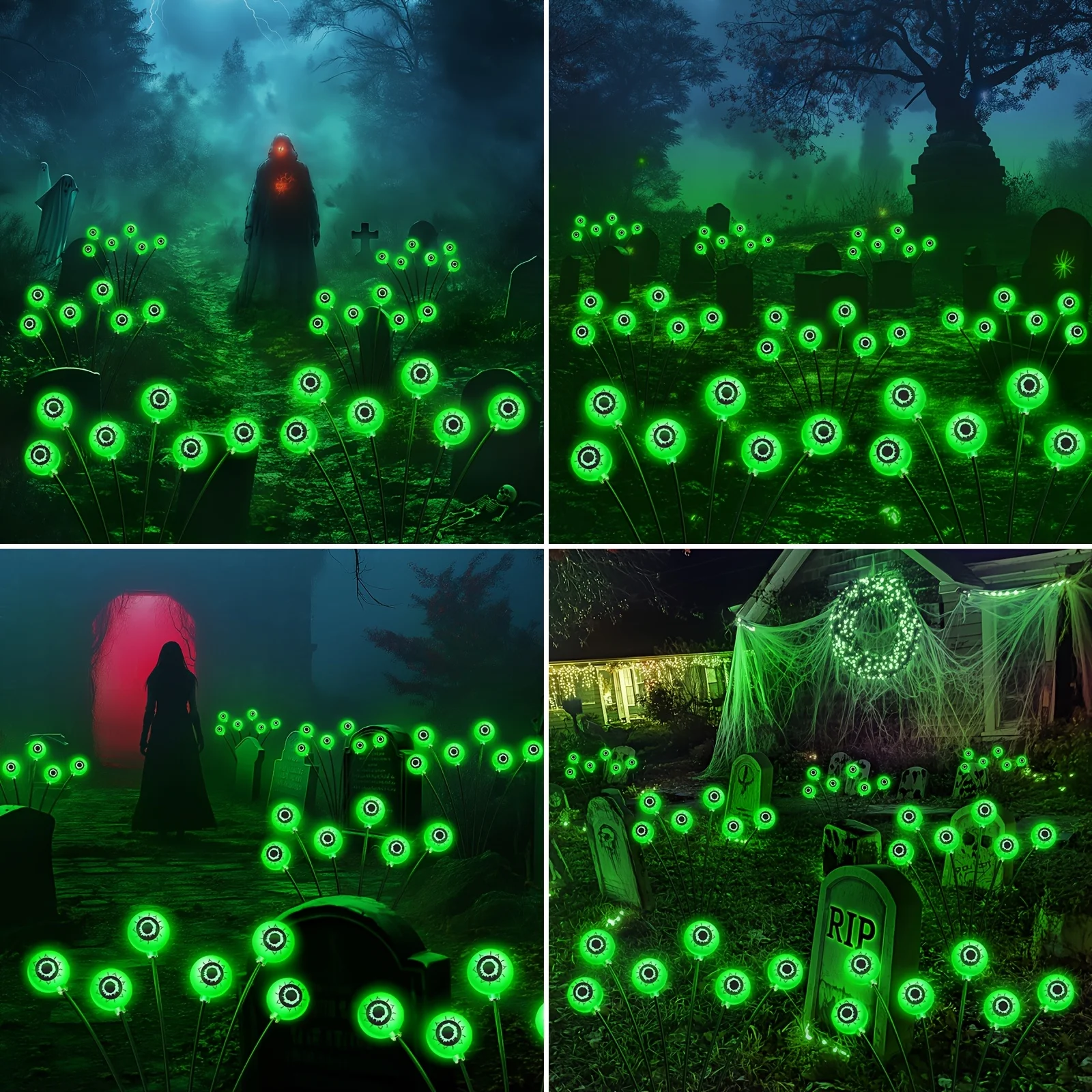 Purple Eyeball Swaying Stake Lights 2 Modes Flashing Halloween Waterproof Outdoor Graveyard Lawn Decor Lamps
