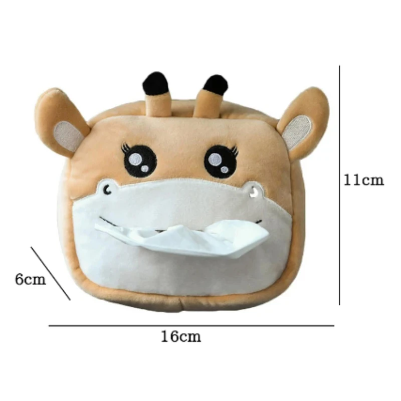 Cartoon Car Tissue Box Creative Cute Pig Dog Animal Style Soft Plush Paper Napkin Holder Case Car Seat Tissue Box Car Interior