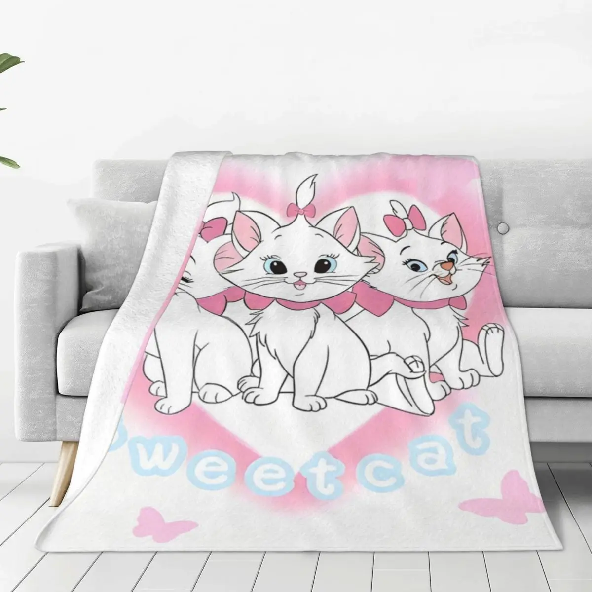 Marie Cat Cartoon Blanket Quality Warm Soft Throw Blanket Winter Decorative Couch Chair Sofa Bed Print Bedspread