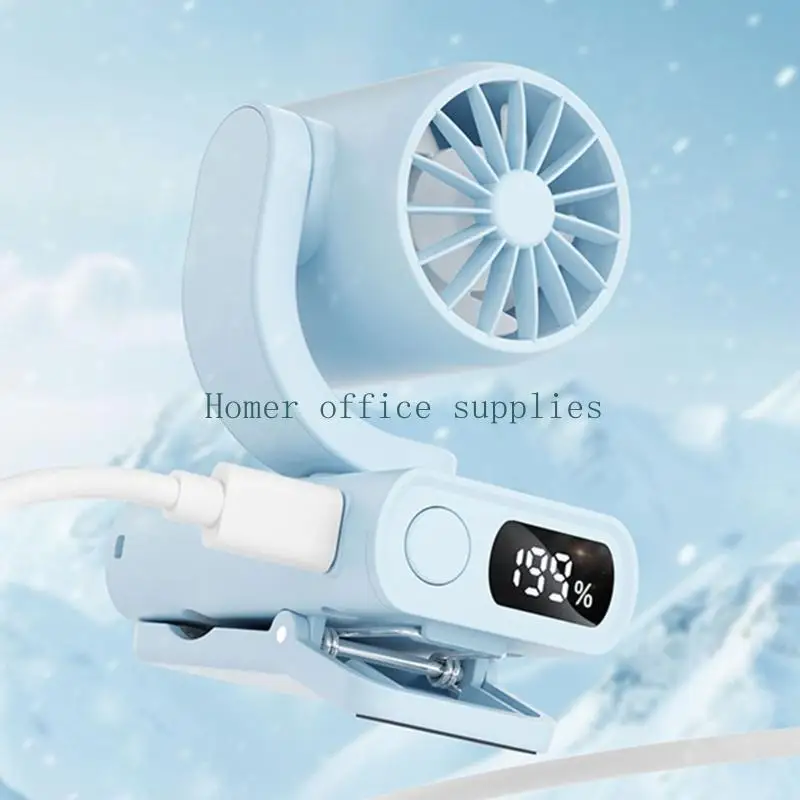 

K43B Portable USB Rechargeable Clip Fan With Number Display Adjustable Speeds Lightweight For Desk Camping