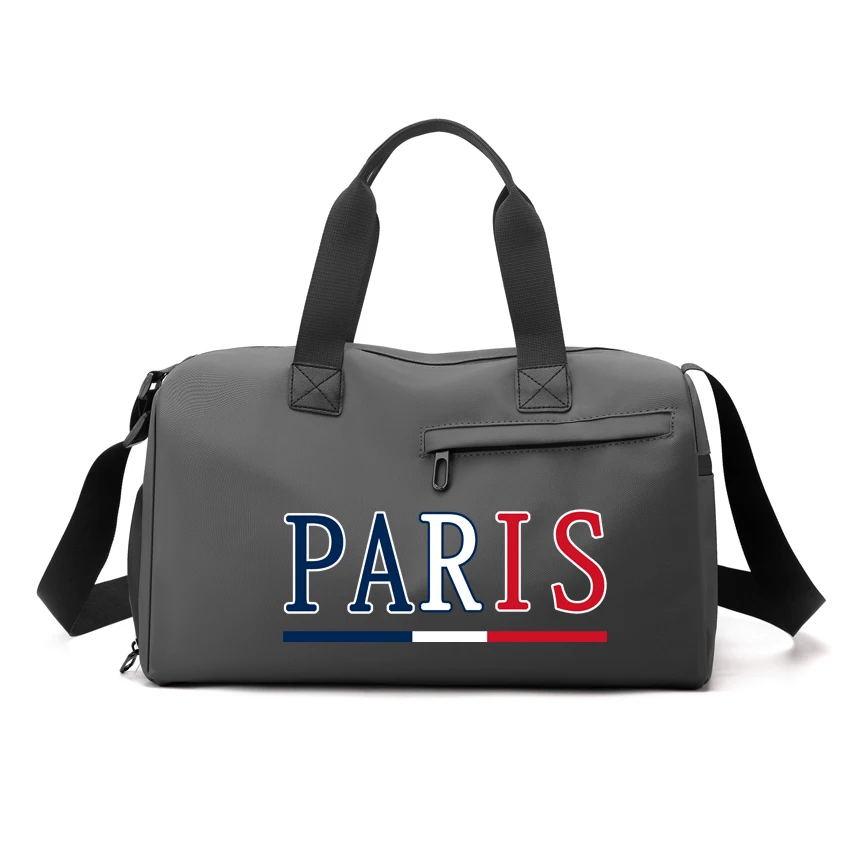 

Gym Bag Men Women Shoulder Bag Portable Training Basketball Bag Creativity PARIS Printed Travel Bag Sports PU Handbag Tennis