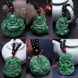 Black Green Buddha Pendant Necklaces Women Amulet Chinese Style Maitreya Necklace Jewelry New Style