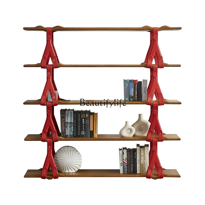 

Italian light luxury solid wood simple shelf floor-to-ceiling designer study luxury bookcase multi-layer