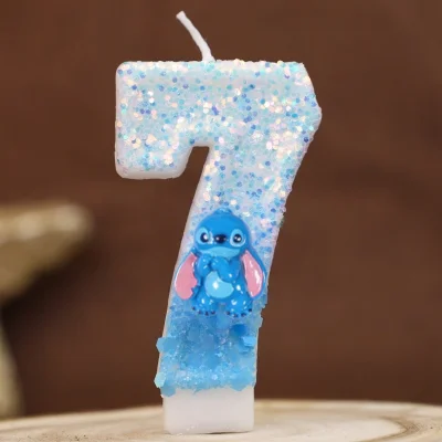 جديد أنيمي ليلو وستيتش 0-9 عدد شمعة لطيف ثلاثية الأبعاد Kawaii غرزة شخصية كرتونية كعكة حفلة المكونات في كعكة عيد ميلاد الديكور