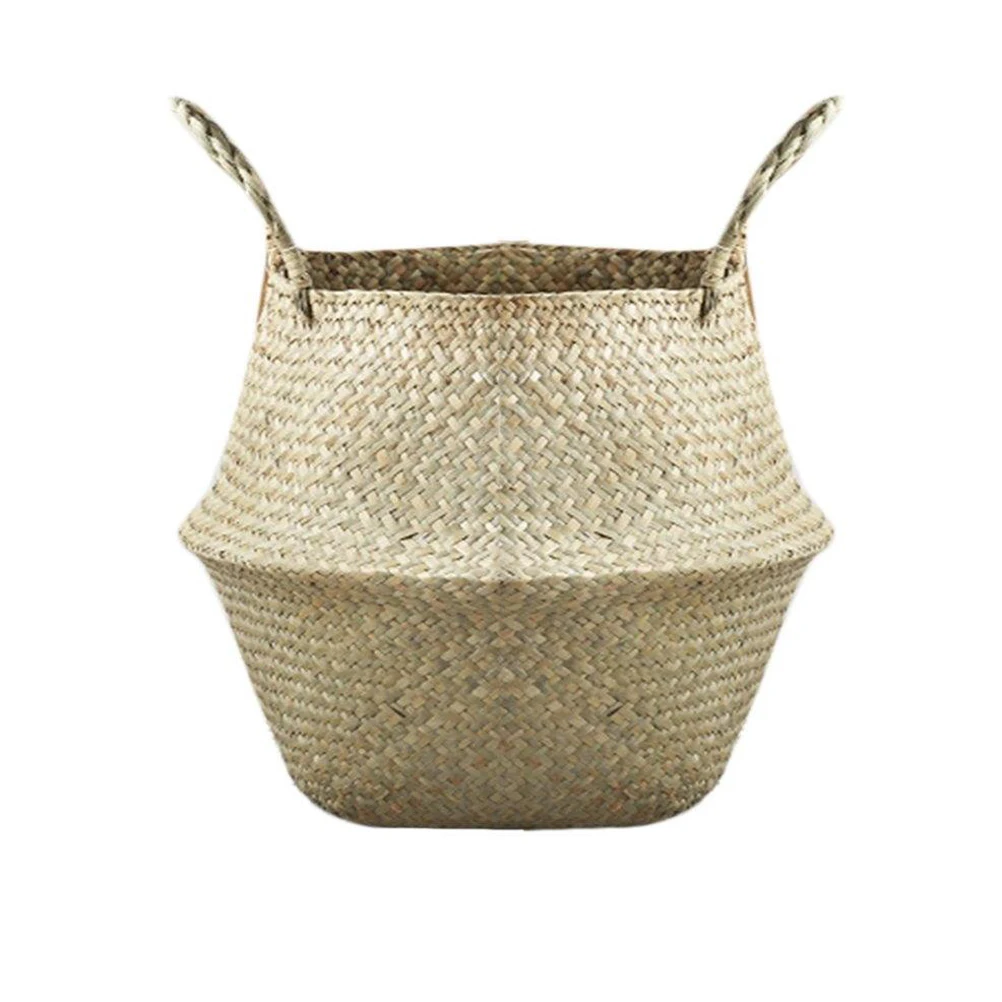 

Seagrass Woven Planter Baskets Rattan Flower Pot Covers Handbag Shape Storage Home Decor Tree Planters Round Outdoor Indoor