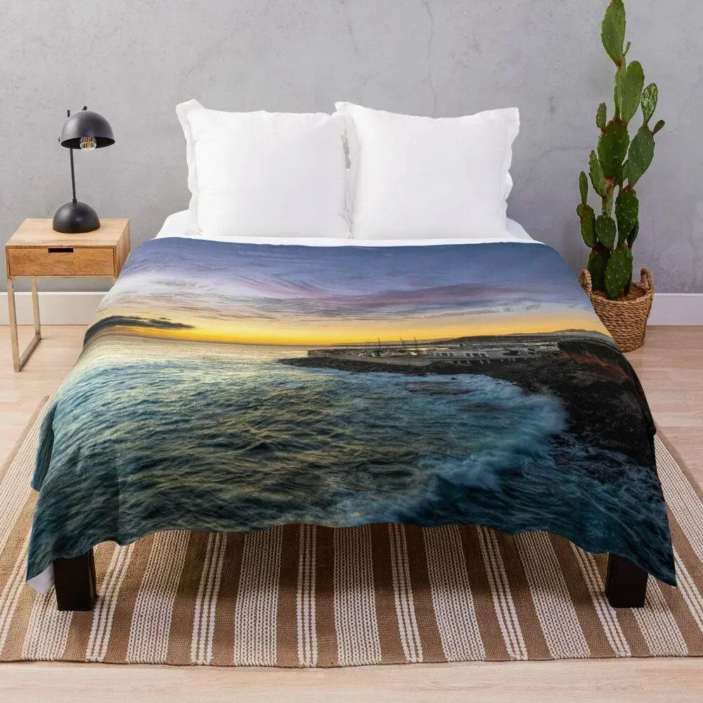 

Sunset over Marina Rubicon, Playa Blanca Throw Blanket Soft Cozy Blanket for Pet Kids Adults