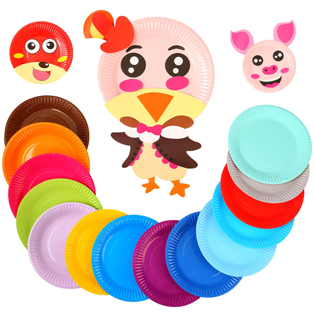 

60Pcs Painting Paper Plates Colorful Kids DIY Drawing Trays for Art Crafts Graffiti Supplies Exquisite Smooth Disposable Use