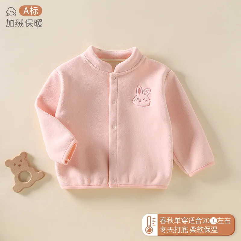 Children's baby Ollie velvet jacket boy's velvet warm autumn winter clothing baby girl's thick double-sided velvet casual top