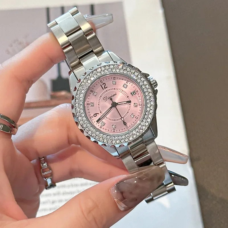 Women's Quartz Bracelet Watch, Exquisite, Light Cubic Zirconia, Luxury, Waterproof Steel Bands, Trendy Business Gift