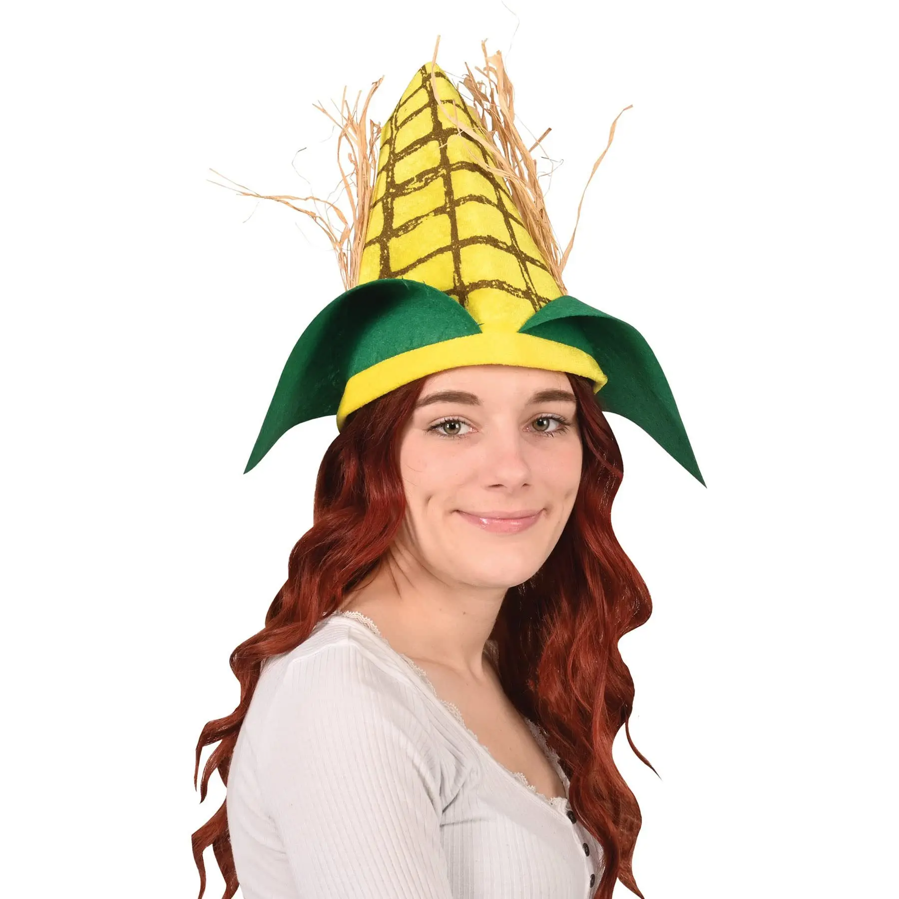 Unisex Teenages Women Plush Maize Food Foam Party Halloween Costume Cap Harvest Photo Booth Props Men Adult Corn Cob Hat