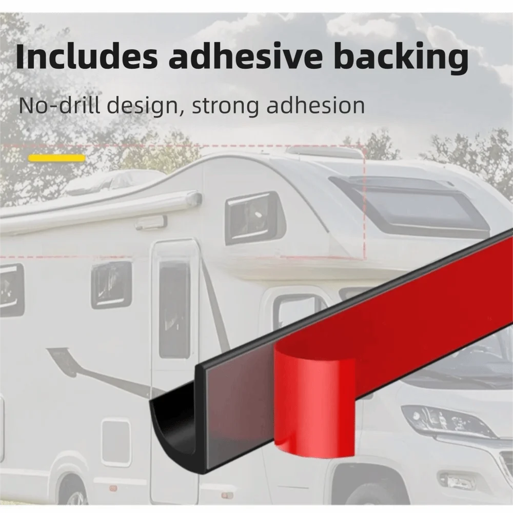 Canaleta de Lluvia para RV de 1/5/6 Metros, Autoadhesiva, de Silicona, Desviador de Agua para Techo, Resistente a los Rayos UV, Diseño en Forma de J