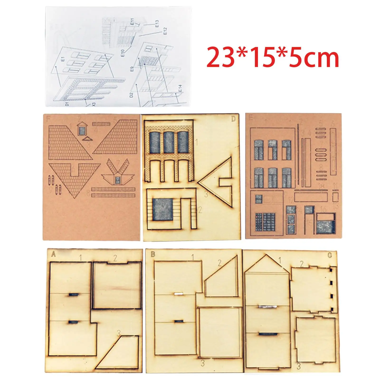 Casa in legno fai-da-te, kit modello di edificio 1/87, casa dei modelli non verniciata, decorazioni per micro paesaggi, accessori per progetti fai-da-te