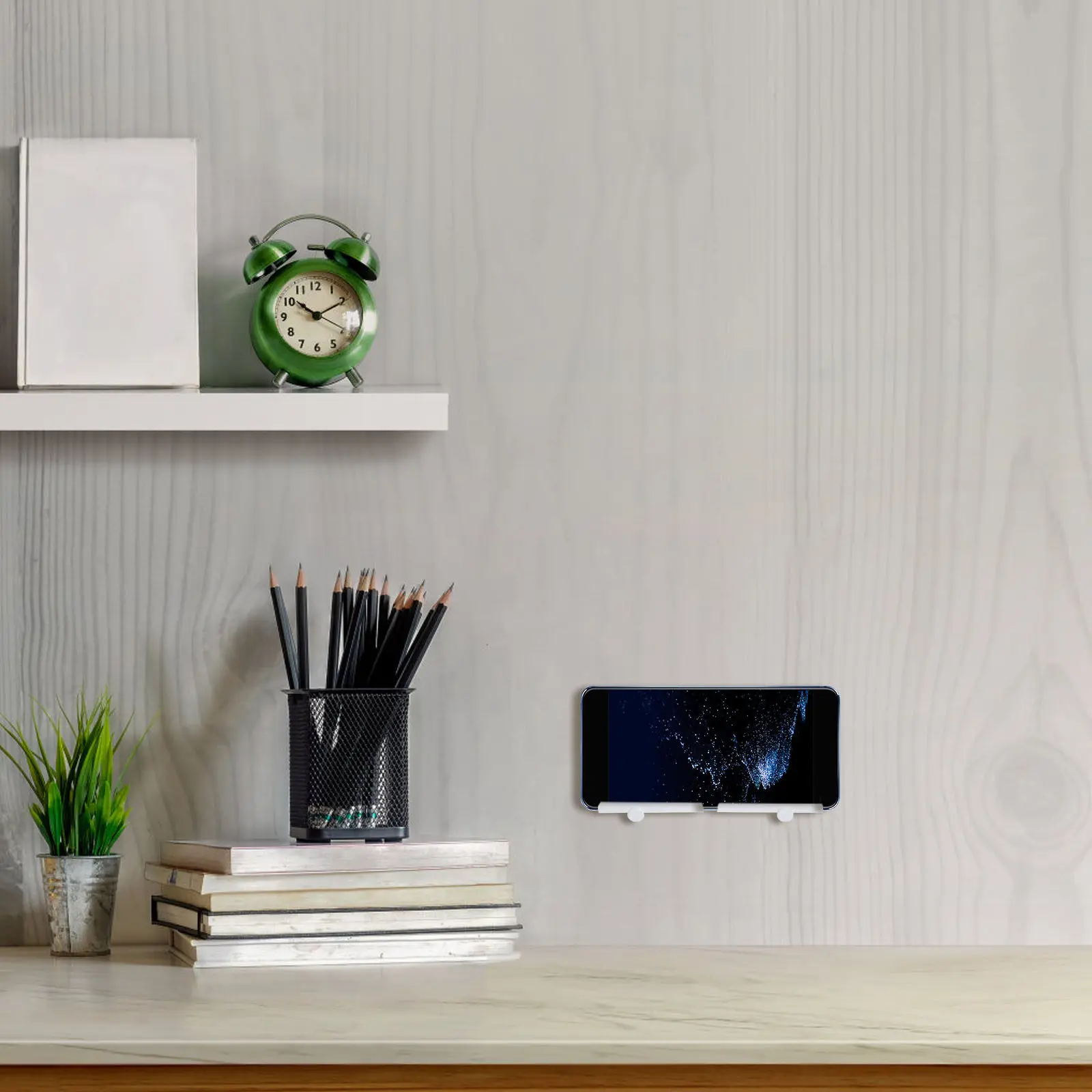 Wall-Mounted Cellphone Bracket Compact Plastic Wall Storage Rack for Wireless Speaker Shelf Bedroom Living Room Bathroom Office