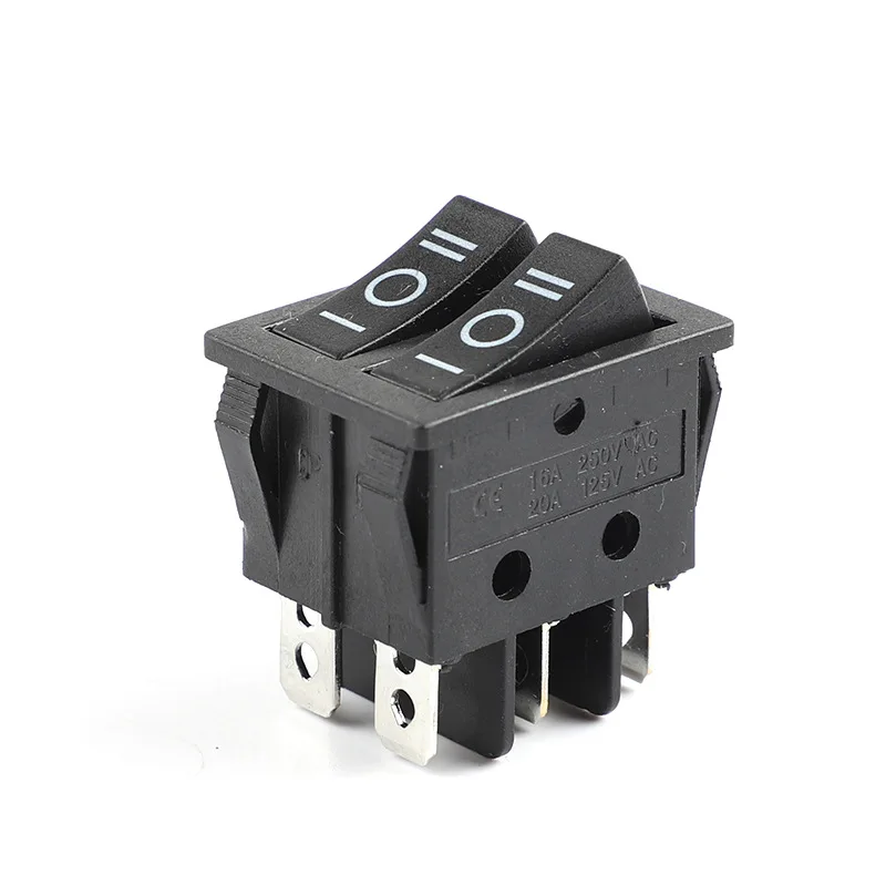 5pcs Dual boat switch, three-speed switch KCD6,three-speed,6-pin,25*32mm 20A/125VAC Rocker switchgear power switch 16A/250VAC