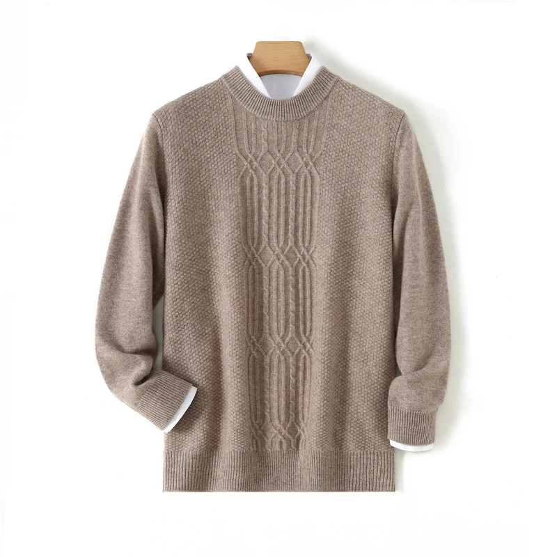 

Autumn and Winter Men's Cashmere pullover Long Sleeve Round Neck Knitted Pattern Sweater High Quality Warm Soft Top