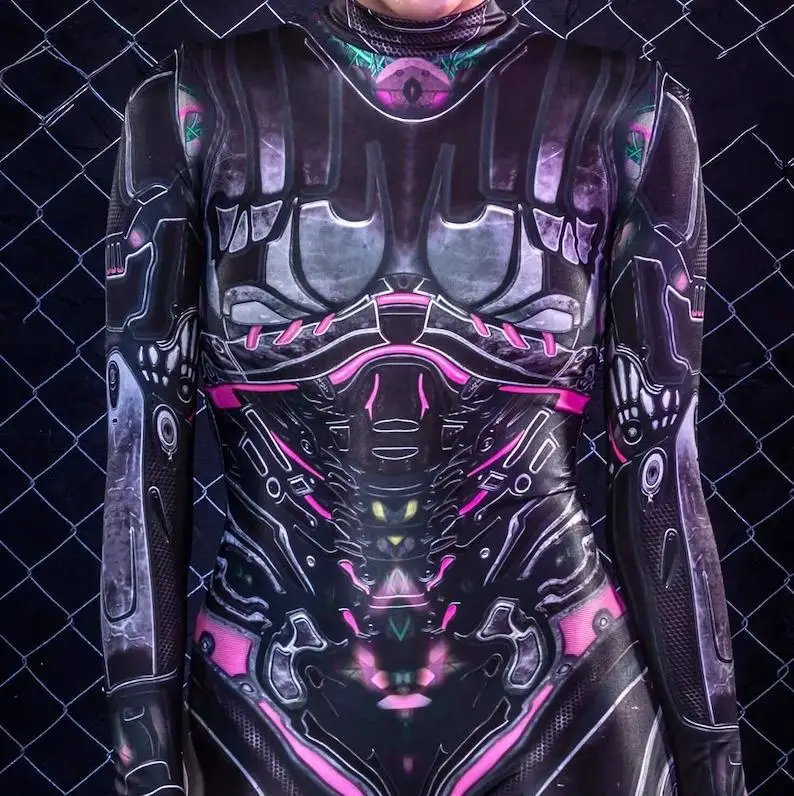 Damen 3D-Digital-Druck Erwachsenen-Cosplay Einteiler-Kostüm Reißverschluss-Jumpsuit Zentai-Kostüm Halloween-Spiel-Party-Bodysuit 2026 – Detail 9