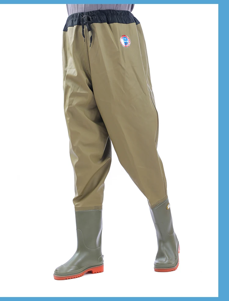 new-men's-waist-length-overall-waterproof-fishing-waders-with-boots-spring-2024-youth-and-middle-aged-all-season-rubber-soles