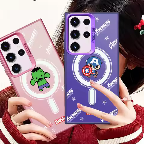 Marvel Cute Hero Cartoon For Samsung Galaxy S24 S23 S22 S21 S20 Note 20 Ultra Plus FE 5G Colorful Silver Funda Phone Case