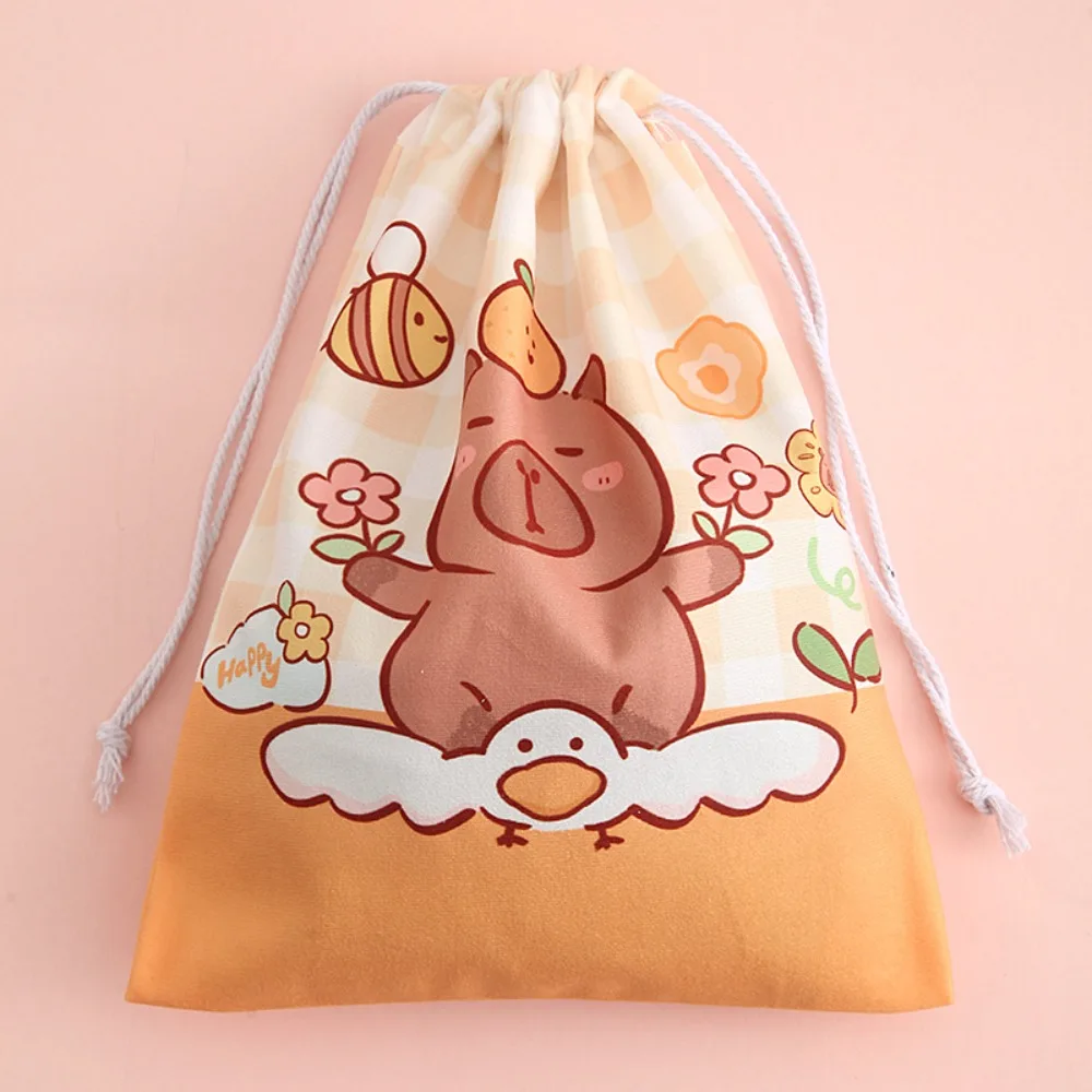 Cute Capybara portamonete piccolo borsa con coulisse borse donna gioielli rossetto cosmetico Tote Rope Bags Storage Pouch String Bag