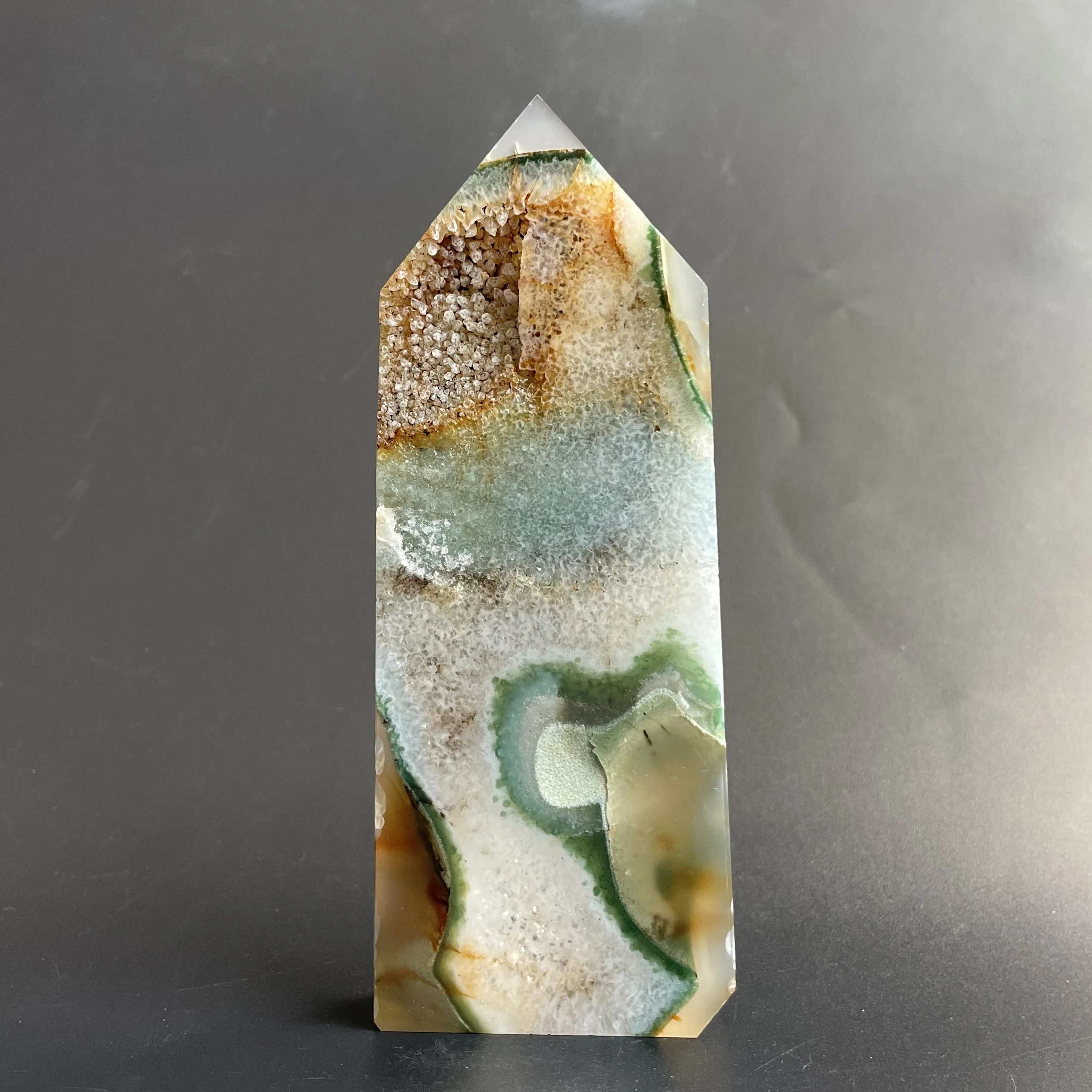 Natural Stone Agate Geode Druzy Crystal Tower Polished Wand Point Meditation Reiki Healing Gift Room Decor Obelisk