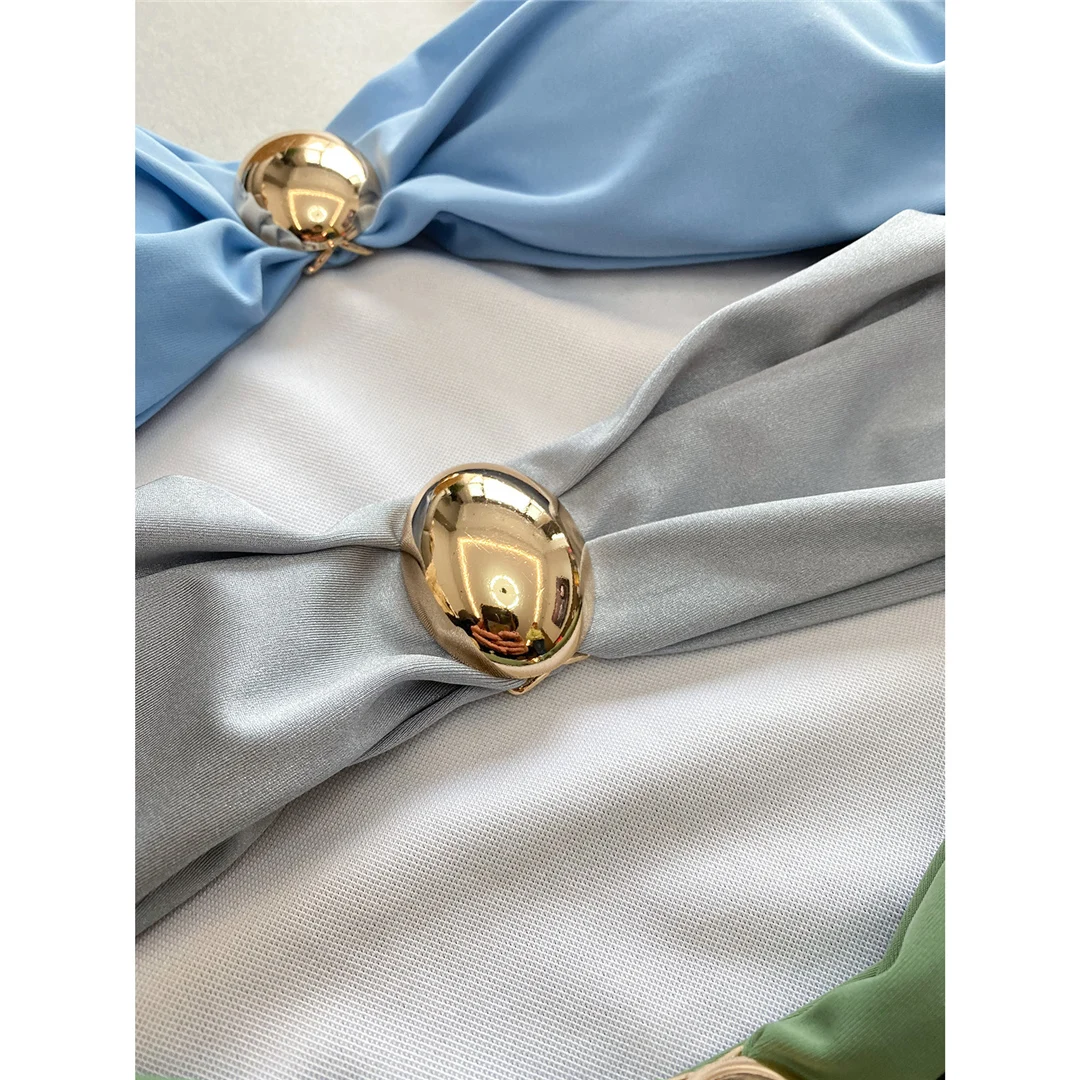 S - XL Sexy, mit Ausschnitten und Knoten versehener Rock, einteiliger Badeanzug, Damen-Badebekleidung, Damen-Badeanzug mit Falten, Badeanzug, Modell V5423. – Detail 23