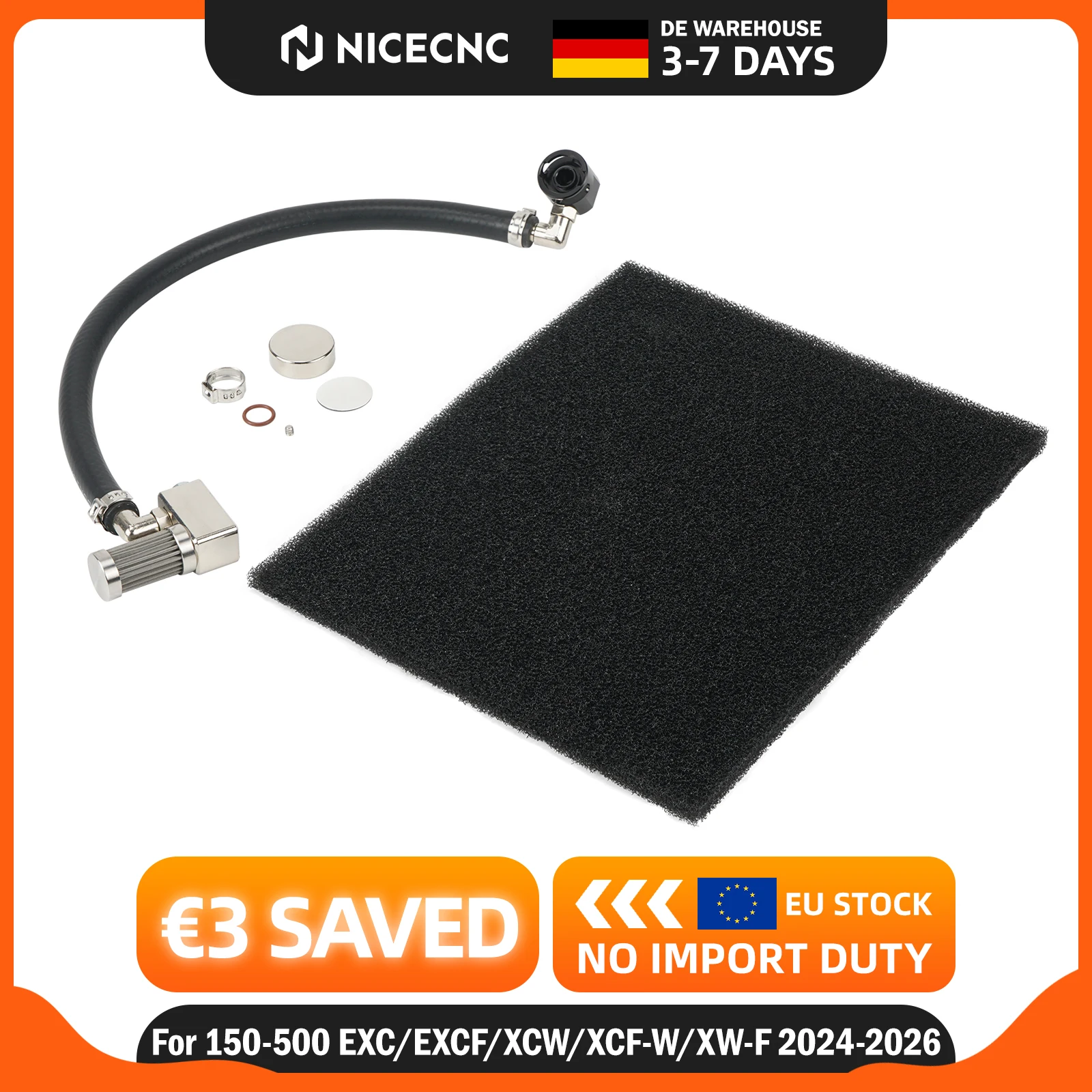 (EU LAGER) 2024 2025 2026 Für KTM EXC 300 EXCF 350 SXF 450 Für Husqvarna TE 300 TE250 GasGas EC 300 Kraftstofftank-Verlängerungsrohr-Kit