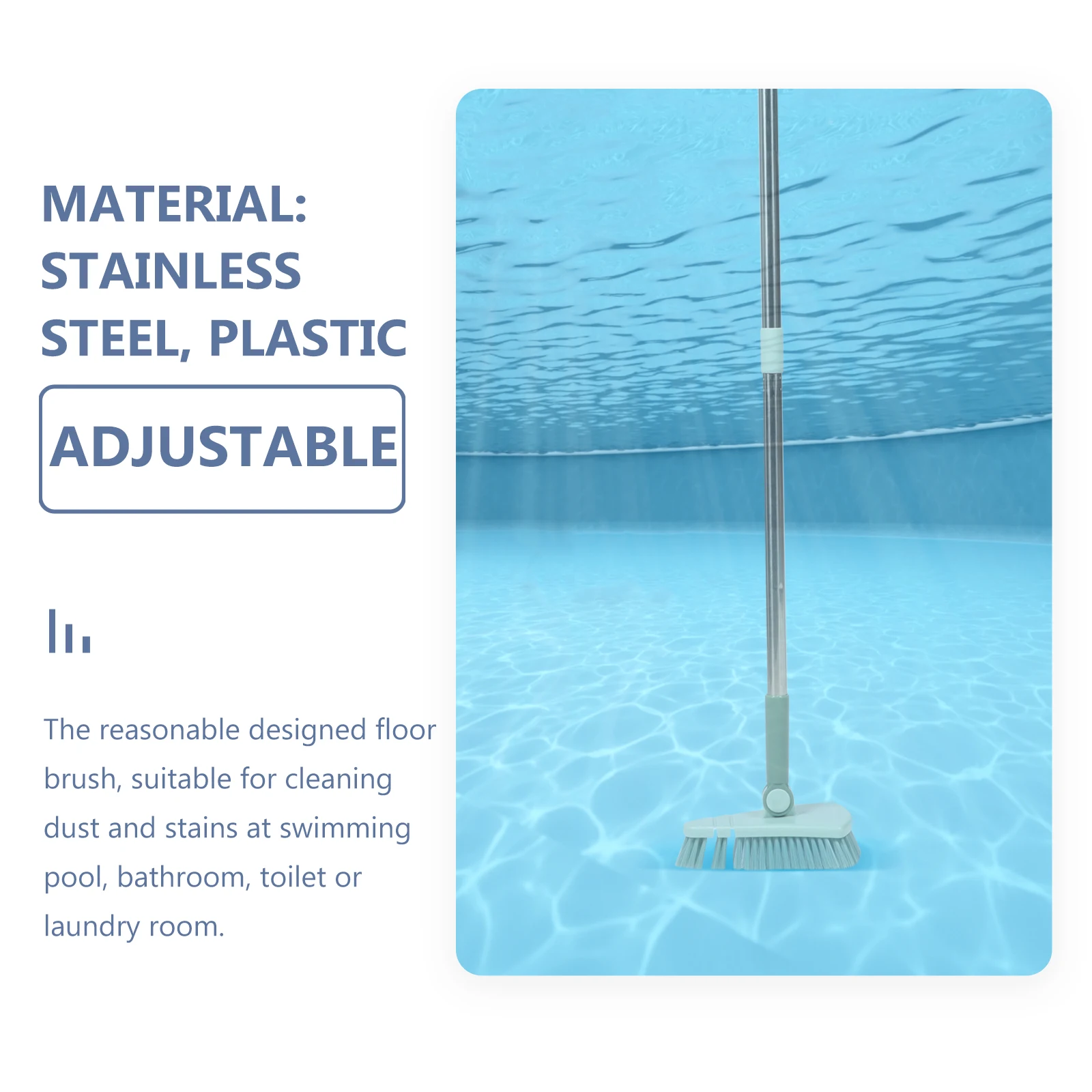 

Pool Cleaning Brush Garden Surface Cleaner Wall Triangle Swimming Scrubber Stainless Steel Tile Garage Bathroom Floor Brush 97cm