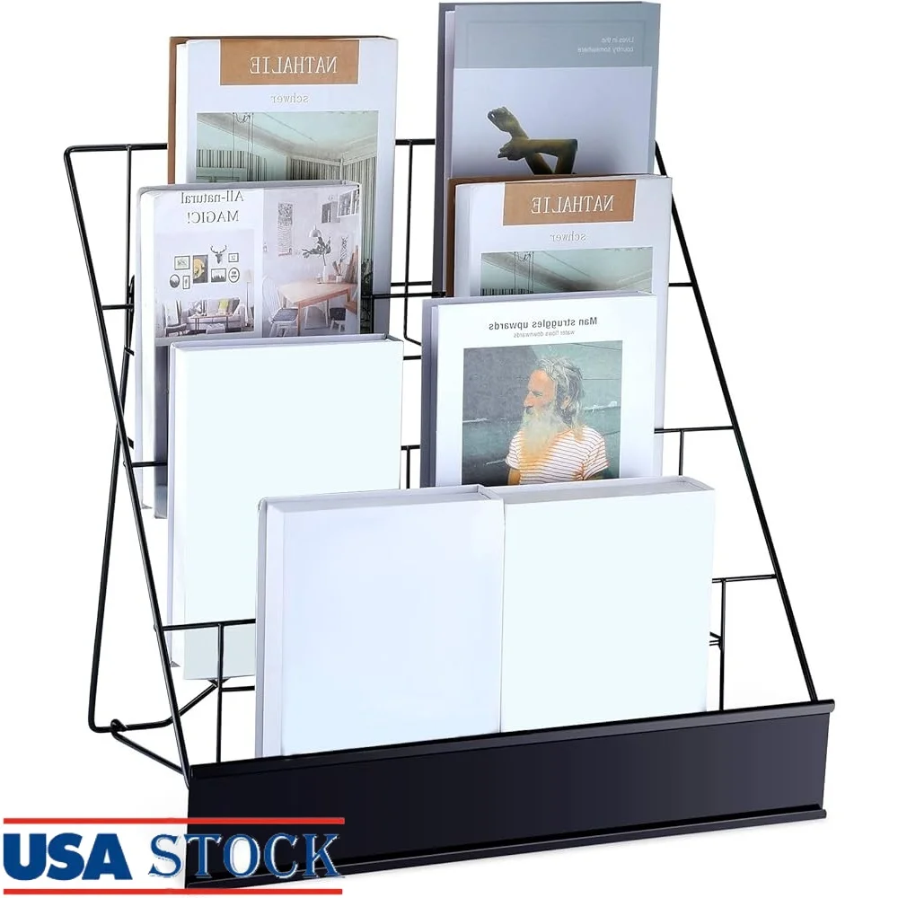 

4-Tier Comic Book Display Rack Metal Wire Stand Tabletop Organizer Magazines Brochures Cards Candy Countertop Decor