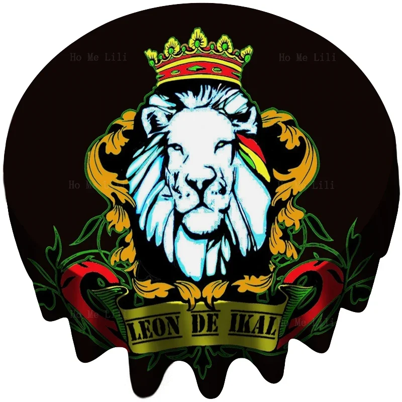 Lion With The Crown Reggae Rasta Music Logo Judah Leon Classics Fabric Round Tablecloth