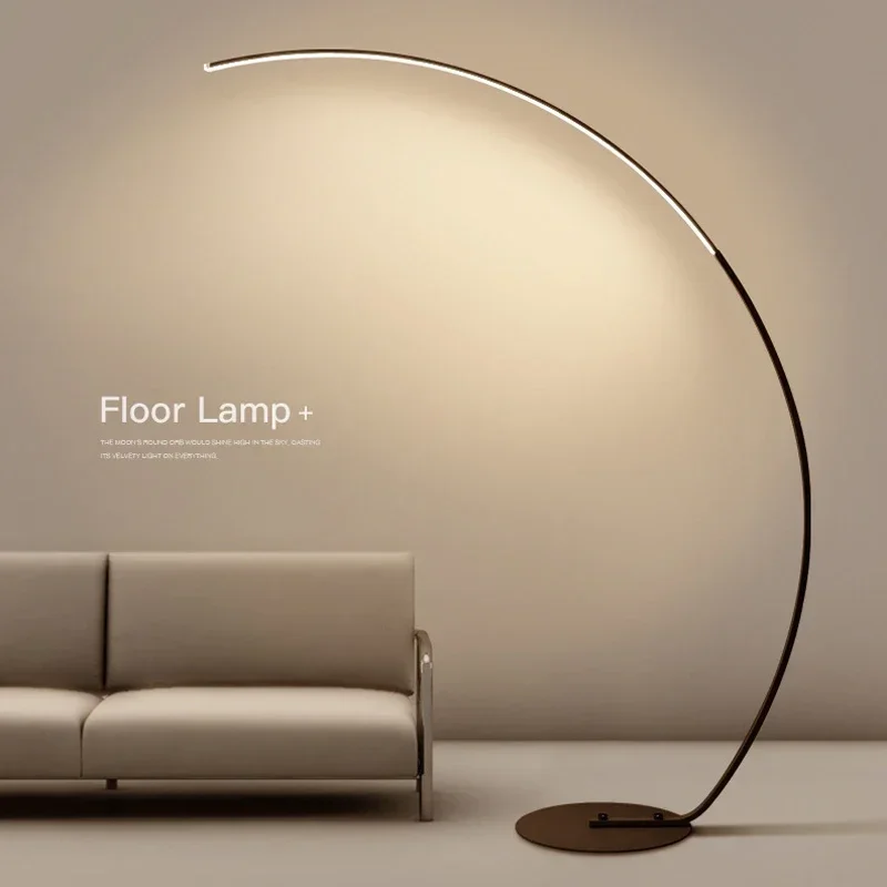 SANDYHA Lampade da terra a LED nordiche per la decorazione del soggiorno Casa Mezza luna Design ad arco Lampada da comodino Camera da letto