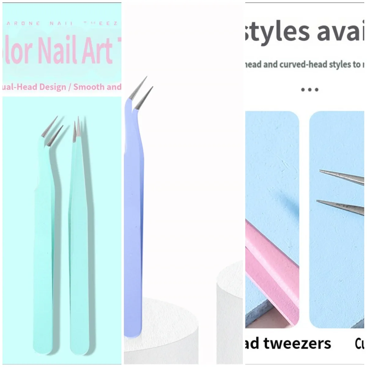 

Nail art tools elbow straight tweezers macaroon color anti-static precision hand account tweezers take drill clamp drill tool