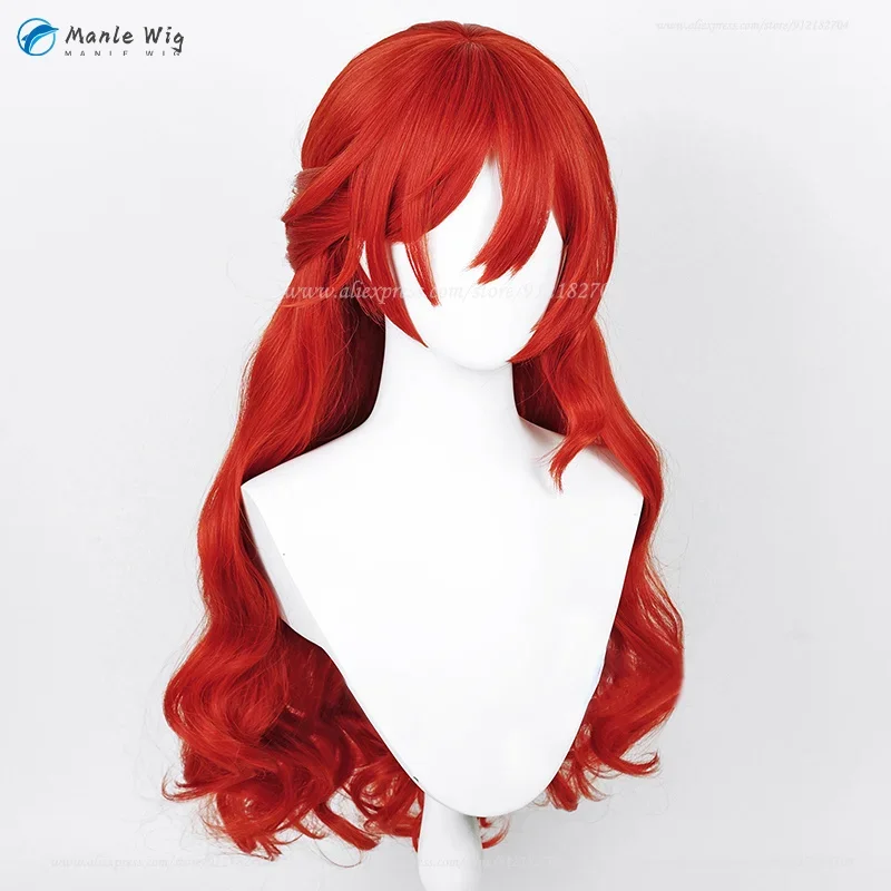 Perruque Cosplay Rouge Cruly Himeko avec Bonnet pour Femme, Perruques Synthétiques Porpes, Degré de Chaleur, Jeu Anime, 66cm