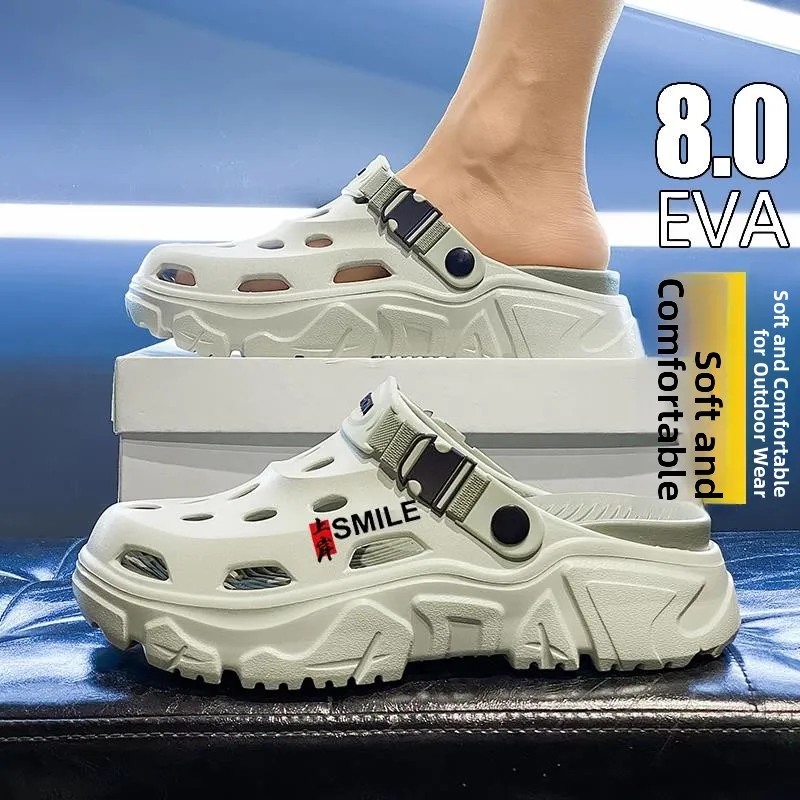 

Men's Summer Outdoor Sandals Anti-Slip Deodorant Headed Clog Shoes Thick Bottom Casual Slip-On Beach Sports Shoes