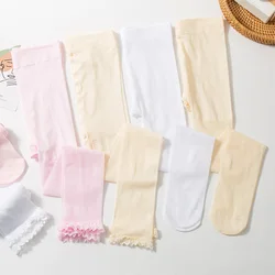 Princess Girls Ultra Thin Transparent Summer Lolita Pantyhose Mesh Breathable Kids Leggings Embroidered Bear Baby Kawaii Tights