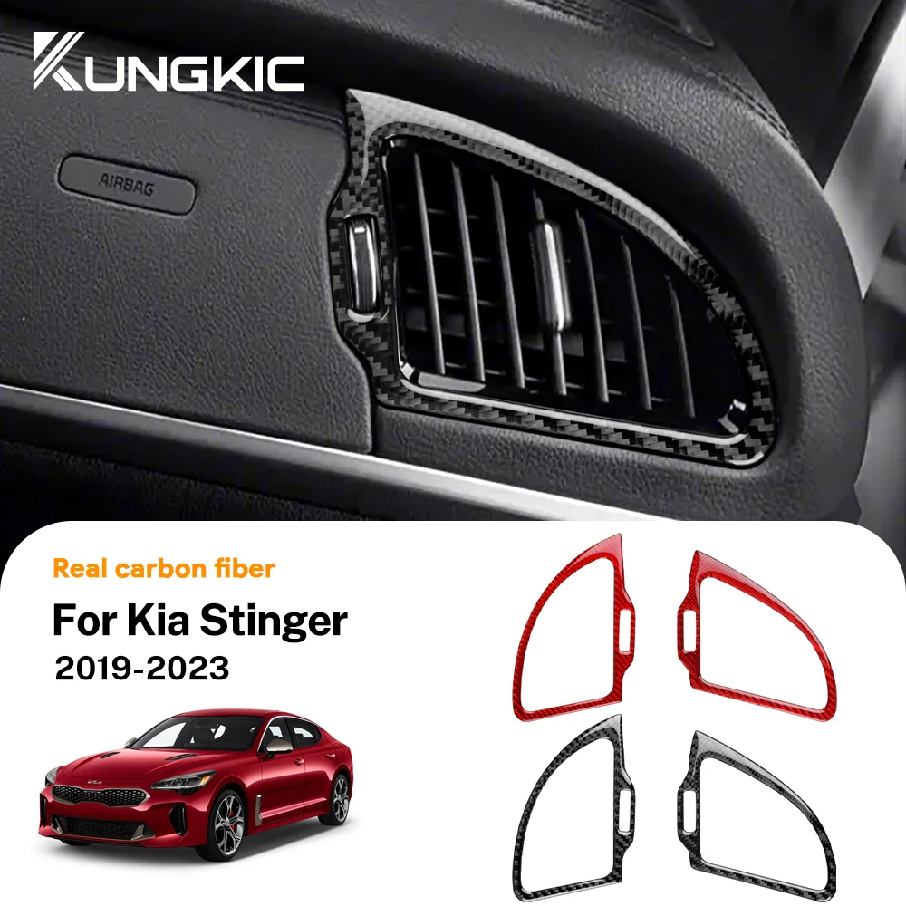 Real Soft Carbon Fiber Sticker For Kia Stinger 2019 2020 2021 2022 2023 LHD RHD Car Instrument AC Outlet Vent Trim Accessories