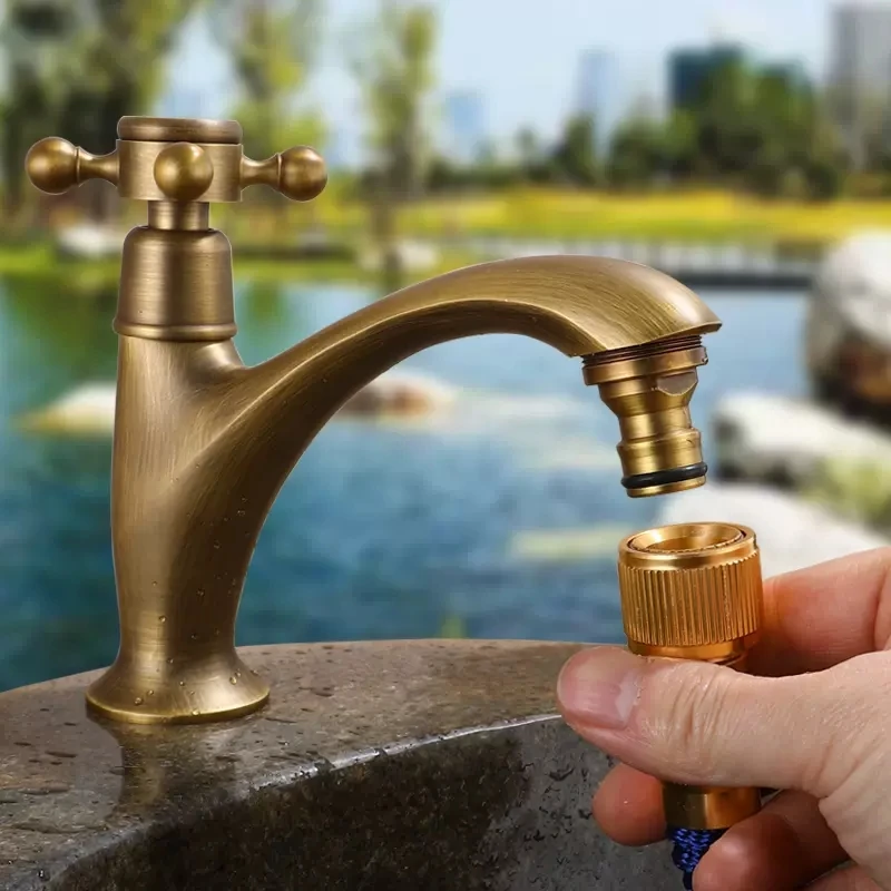 Single Cold tap Antique Brass Deck Mounted Basin faucet cold faucet Single Cold Basin Faucet Out door  Faucet